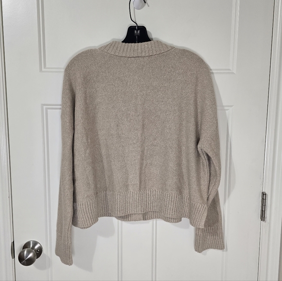 Quince 100% Organic Cotton Cropped Cardigan Cement Marl Women's Medium - Picture 4 of 11